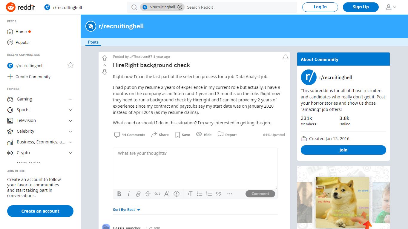 HireRight background check : recruitinghell - reddit